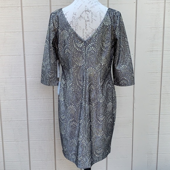 eliza J Metallic Lace Sheath Dress - Gun Metal - Picture 8 of 15